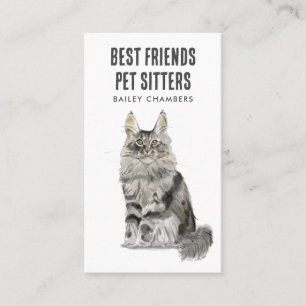 Watercolor Cat Pet Sitter Visitkort