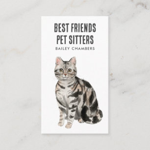 Watercolor Cat Pet Sitter Visitkort