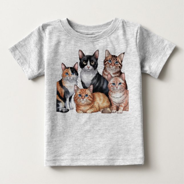 ‏ Watercolor Cats Collection T Shirt (Framsida)