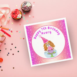 Watercolor Cavalier King Charles Cupcake Birthday Pappersservett