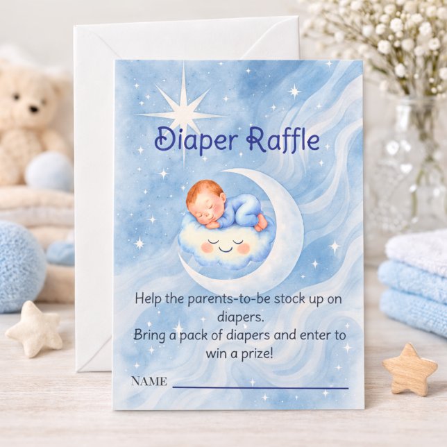 Watercolor Celestial Baby Shower Diaper Raffle Anteckningskort (Skapare uppladdad)