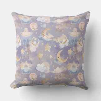 Watercolor Celestial Nursery Pillow | Pastel Moons Kudde