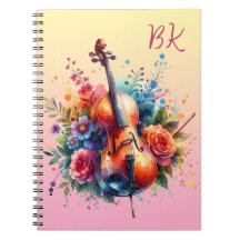 Watercolor Cello och Flowers Personalized