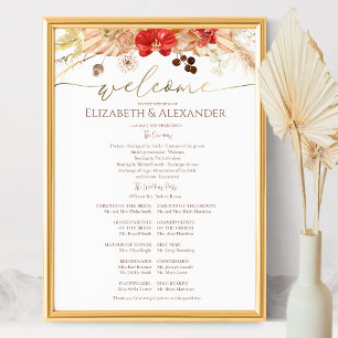 Watercolor Ceremony Program Sign Boho Blommigt Poster