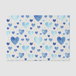 Watercolor Cerulean Hearts & Gold Sparkle