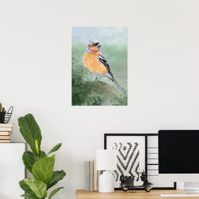 Watercolor Chaffinch Bird  Nature Art Poster (Hemmakontoret)