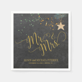 Watercolor chalkboard mr och Mrs bröllop Pappersservett