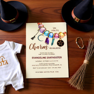 Watercolor Charm Bracelet Pagan Babyshower Inbjudningar