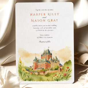 Watercolor Château Frontenac Québec City Bröllop Inbjudningar