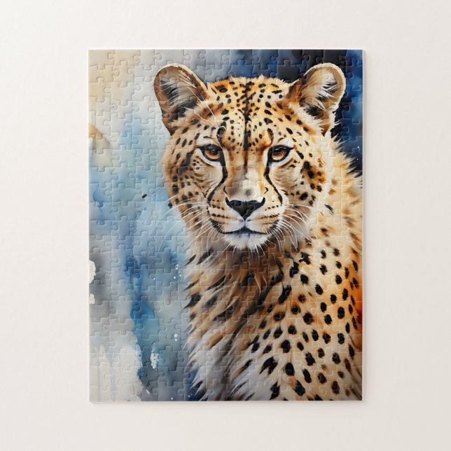 Watercolor Cheetah African Pussel (Vertikal)