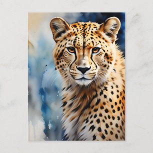 Watercolor Cheetah African Vykort