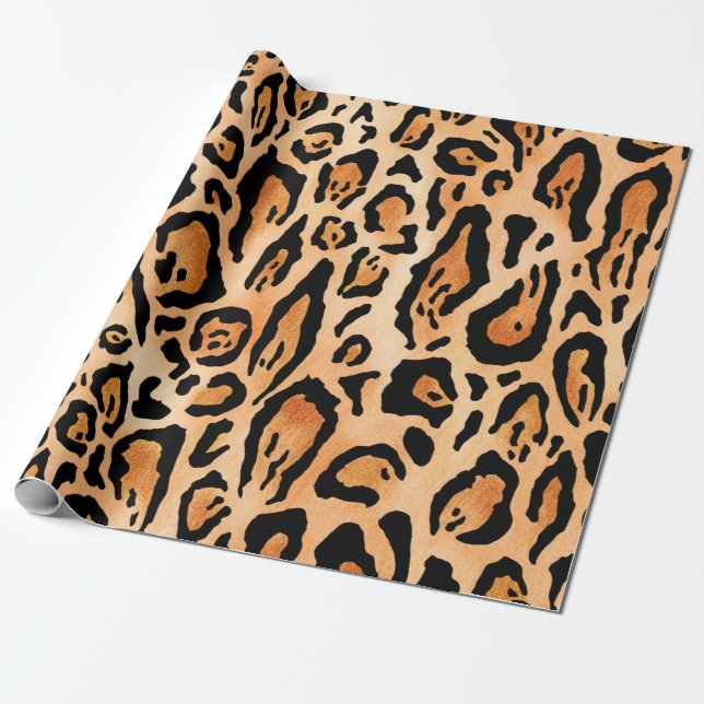 Watercolor cheetah print mönster presentpapper (Utrullad)