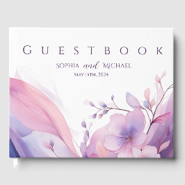 Watercolor Cherry Blommar-Bröllop Guest Bok