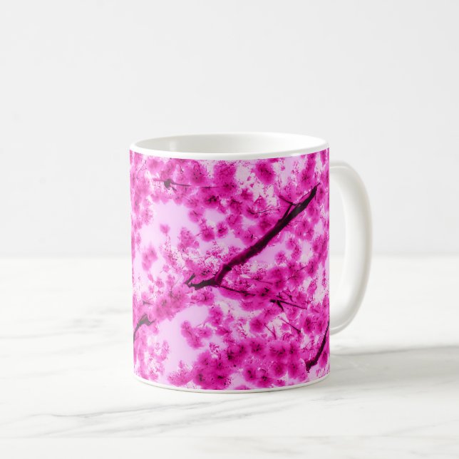 Watercolor Cherry Blommar Mönster Kaffemugg (Framsida höger)