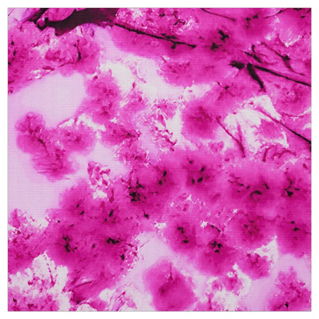 Watercolor Cherry Blommar Mönster Tyg (Provkarta)