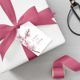 Watercolor Cherry Blommar Wedding Favor Presentetikett