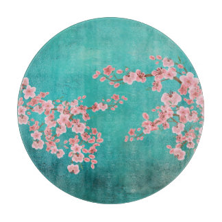 Watercolor Cherry Blossom Cutting Board