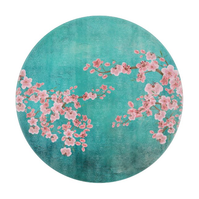 Watercolor Cherry Blossom Cutting Board (Framsidan)