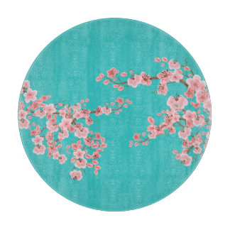 Watercolor Cherry Blossom Cutting Board
