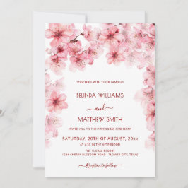 Watercolor Cherry Blossom Wedding Inbjudningar