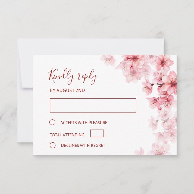 Watercolor Cherry Blossom  Wedding OSA Kort (Framsida)