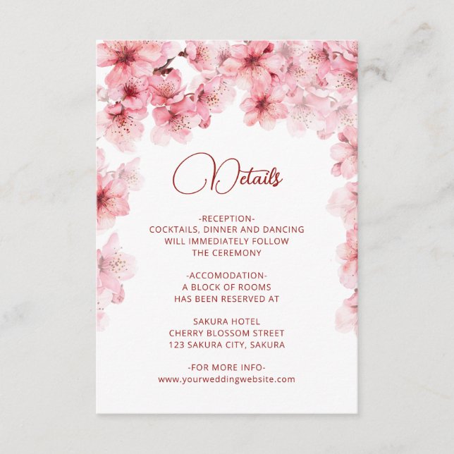 Watercolor Cherry Blossom White Tilläggskort (Framsida)
