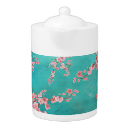 Watercolor Cherry Blossoms Teapot