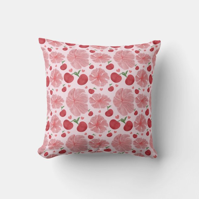Watercolor Cherry floral pattern  Kudde (Framsida)