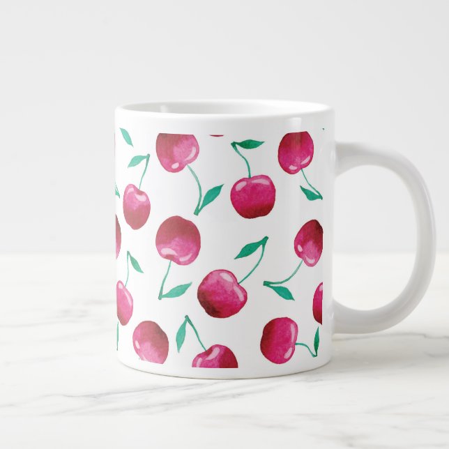 Watercolor Cherry Mönster Jumbo Mugg (Höger)