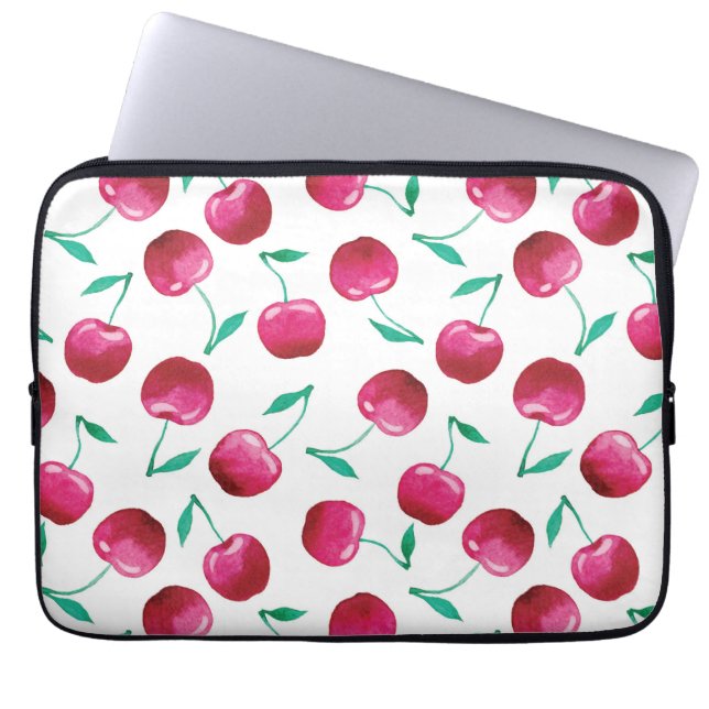 Watercolor Cherry Mönster Laptop Fodral (Framsidan)