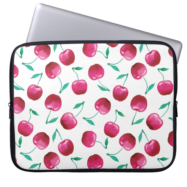 Watercolor Cherry Mönster Laptop Fodral (Framsidan)