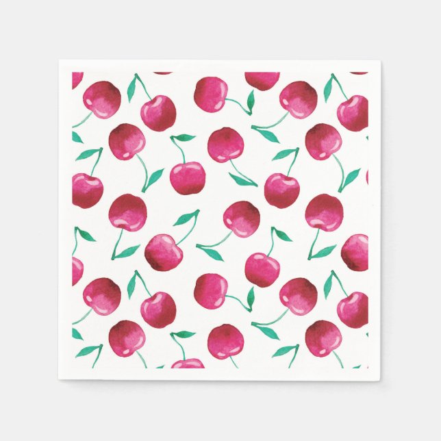 Watercolor Cherry Mönster Pappersservett (Framsidan)