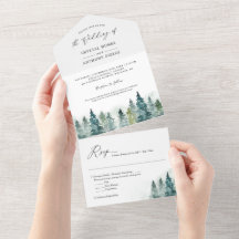Watercolor Chic Gräs Träd Forest Winter Wedding