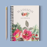 Watercolor Chic Winter Blommigt Personlig Namn Anteckningsbok<br><div class="desc">Den här söt vinterdesignen har en söt blommigt-bukett med personligen namn. Personlig genom att redigera texten i den angivna textrutan. Perfekt för julklappar #christmas #helgdagar #christmasgifts #semestergifts #anteckningsböcker #journal #stationery #office #school #home #work #officesupplies #secretmotifts #stockingstuffers #workfromhome #presenter #gifts #botanik #blommigt #personlig #personalizedgifts #namn #vintergiftsforher</div>