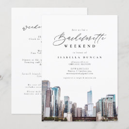 Watercolor Chicago Bachelorette Itinerary och Inbjudningar