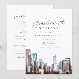 Watercolor Chicago Bachelorette Itinerary och Inbjudningar