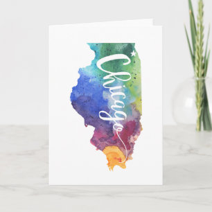 Watercolor Chicago Kort