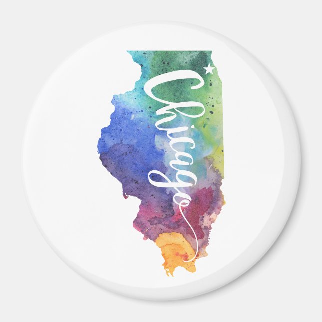 Watercolor Chicago Magnet (Framsidan)
