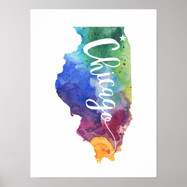 Watercolor Chicago Poster (Framsidan)