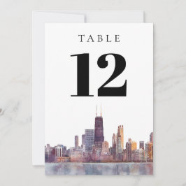 Watercolor Chicago Skyline Table Number Inbjudningar