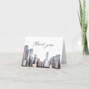Watercolor Chicago Skyline - tackeskort Tack Kort