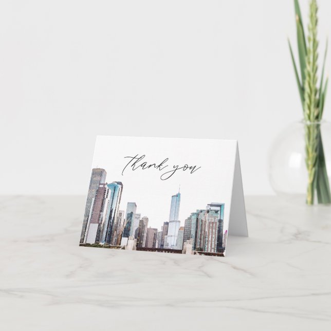 Watercolor Chicago Skyline - tackeskort Tack Kort (Framsida)