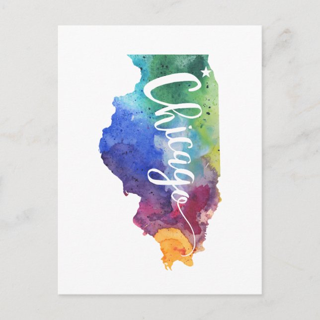Watercolor Chicago Vykort (Framsida)