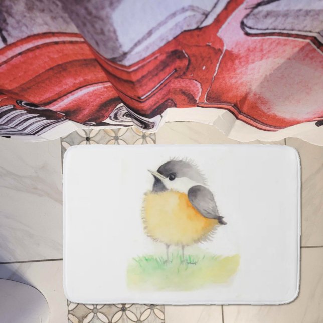 Watercolor Chickadee Badrumsmatta (Skapare uppladdad)