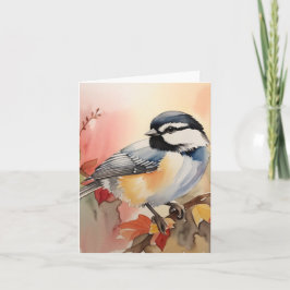 Watercolor Chickadee Folkt tackkort