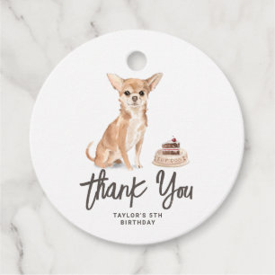 Watercolor Chihuahua Hund Birthday Tack Gåvor Etiketter