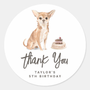 Watercolor Chihuahua Hund Birthday Tack Runt Klistermärke