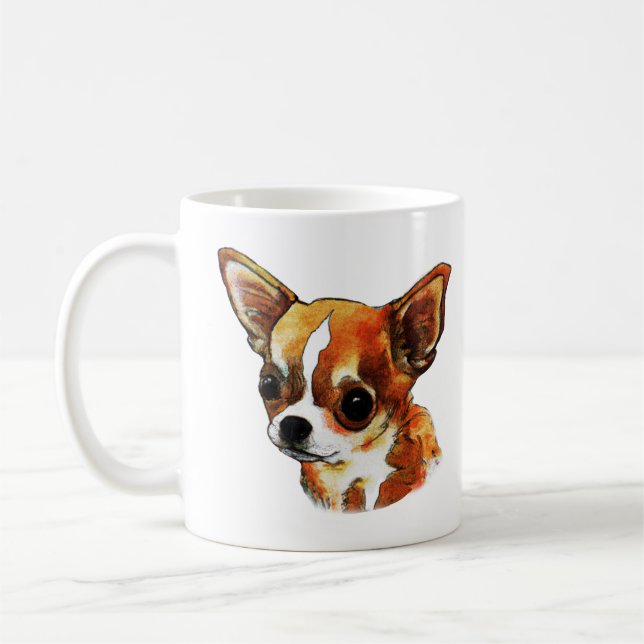 Watercolor Chihuahua Kaffemugg (Vänster)