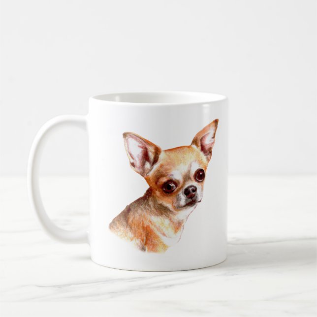 Watercolor Chihuahua Kaffemugg (Vänster)