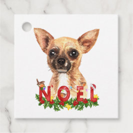 Watercolor Chihuahua Noel-jul Gåvor Etiketter